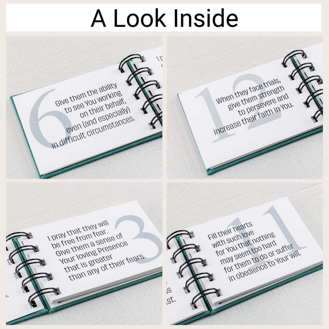 Four sample prayers for loved ones about difficult circumstances, perseverance, freedom from fear and obedience to God.