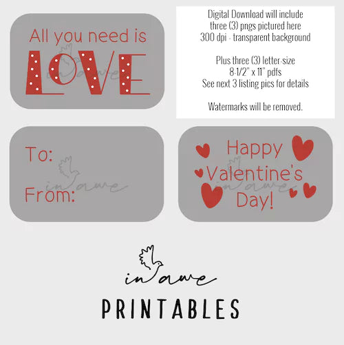 Valentine's Day printable png and pdf files.