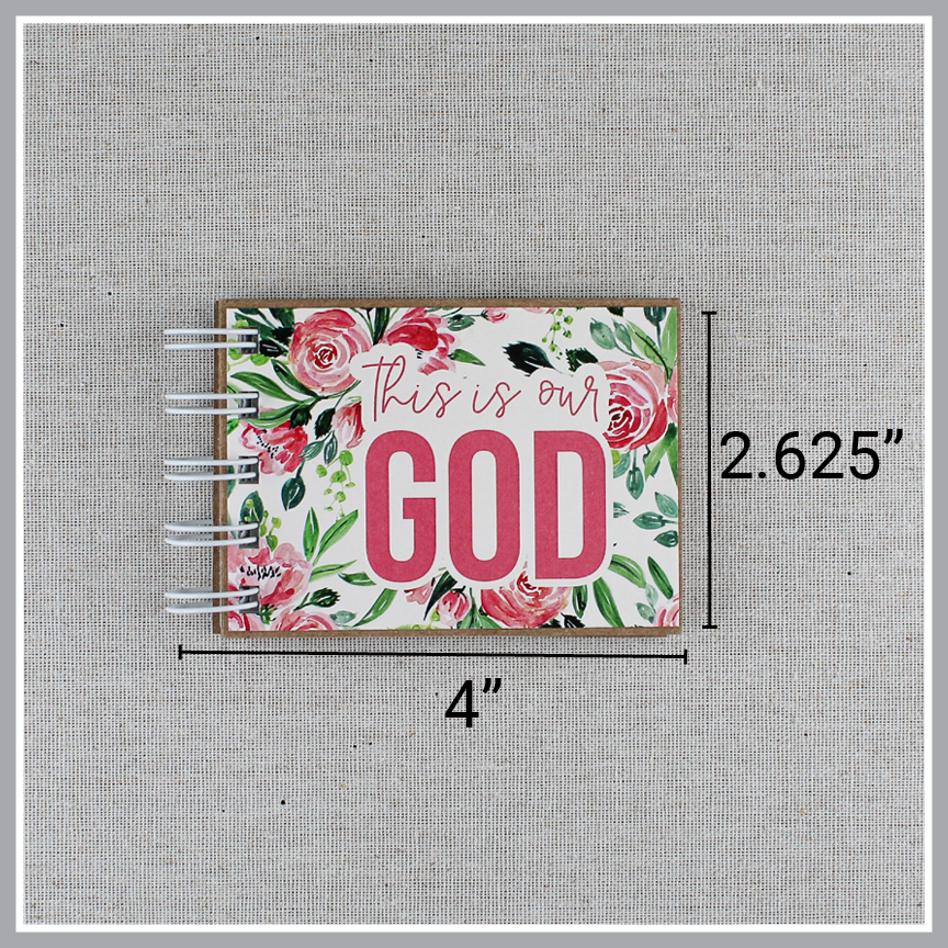 Dimensions of attributes of God book. 4 inches wide by 2.625" tall.