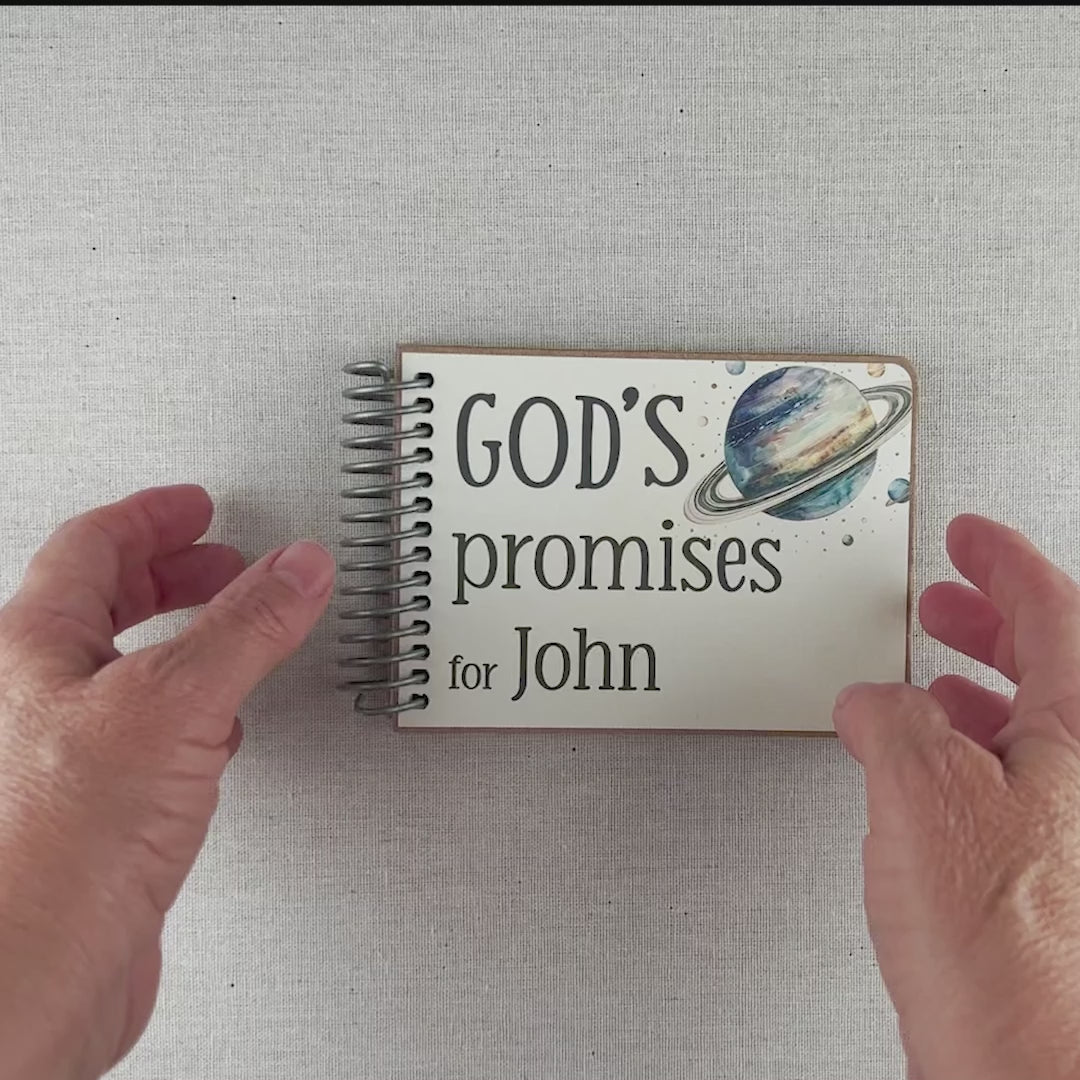Product video of space themed God's promise book by inAWE Handmade.