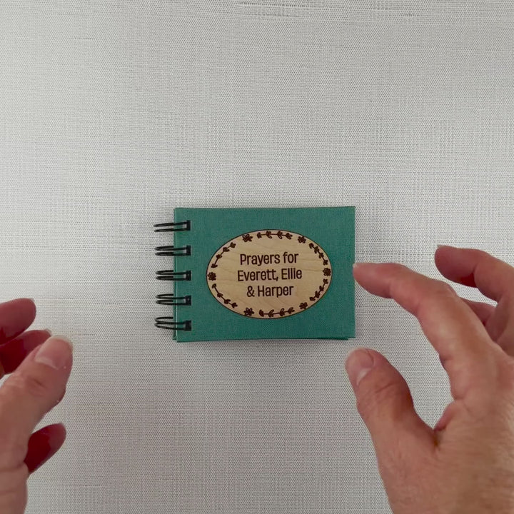 Video flip through of christian prayer book for loved ones.