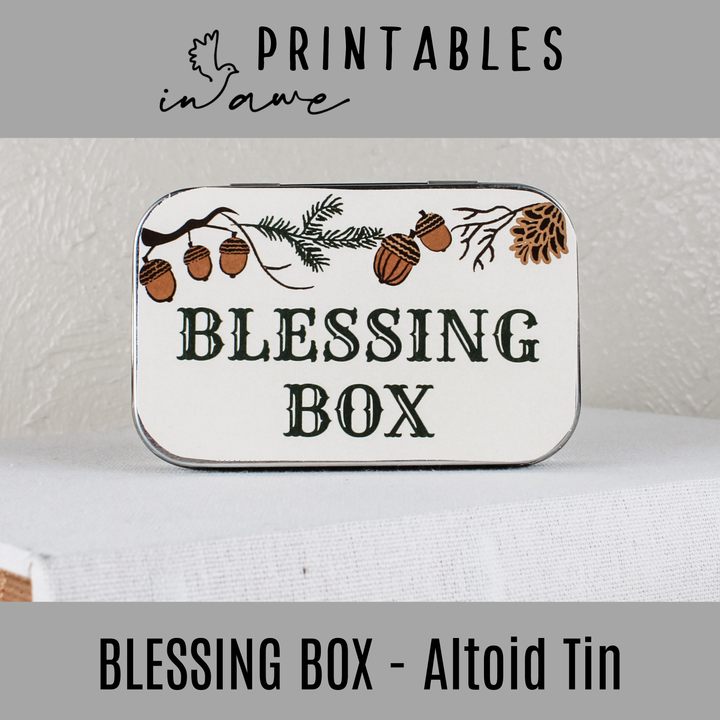 Printable Thanksgiving Craft Kit - Blessing Box with Acorns and Pinecones