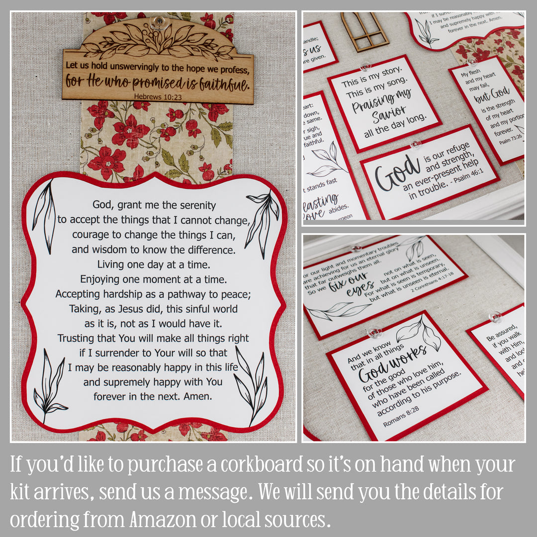Serenity Prayer Christian Vision Board Kit – Inspirational Religious Wall Art & Gifts for Elderly - inAWE Handmade Gifts, Personalized Gifts, Spiritual Gifts 