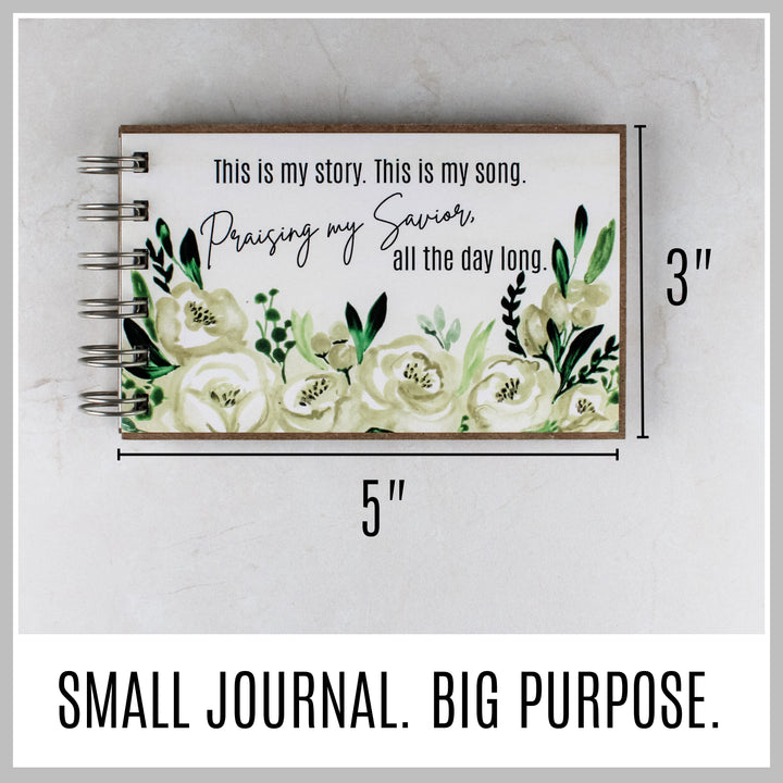 Botanical Christian journal showing its compact 5 by 3 inch size.