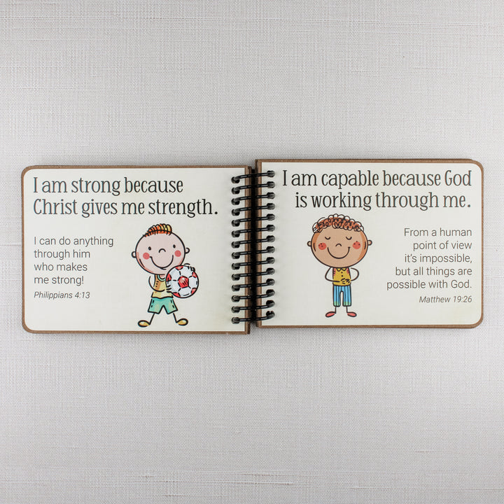 Bible affirmations for children teaching that Christ gives strength and that God helps them do all things.