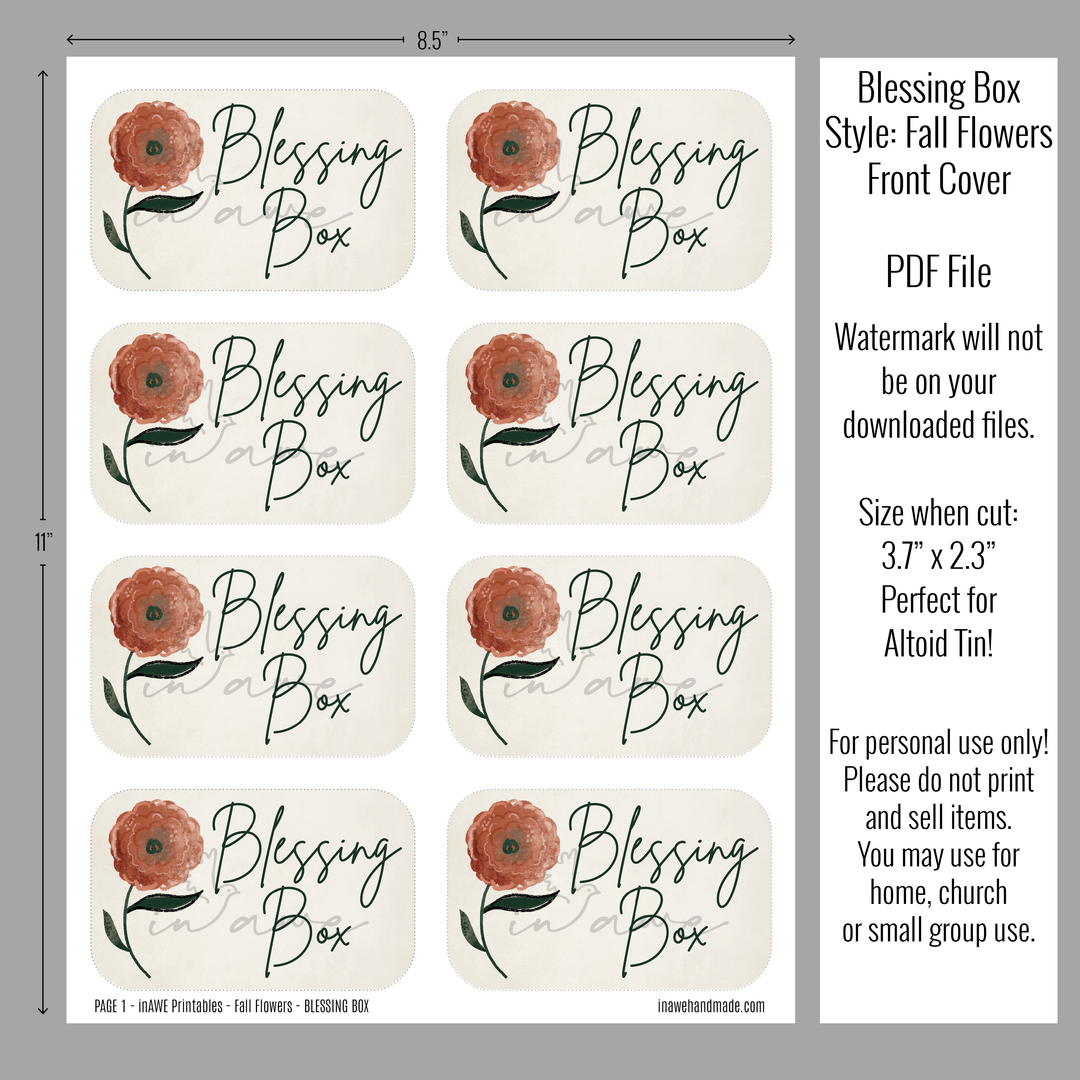 Thanksgiving Activities Printable - Blessing Box with Maroon and Green Floral Design