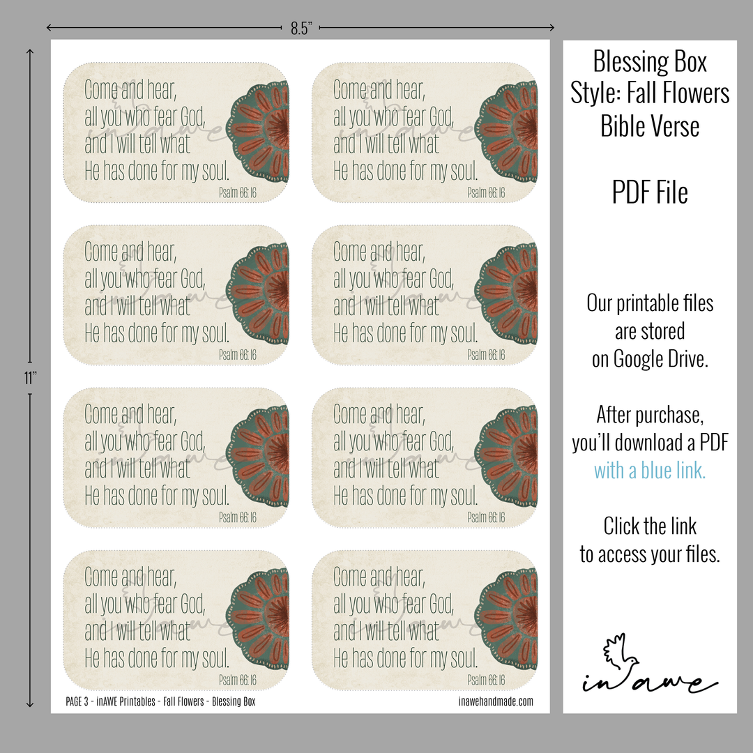 Thanksgiving Activities Printable - Blessing Box with Maroon and Green Floral Design