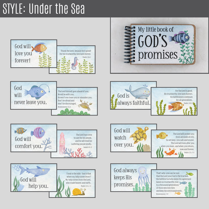 7 promises of God with Bible verses in an under the sea theme.