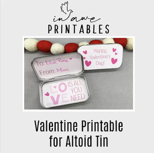 Valentine's Day printable for altoid tin craft for kids.