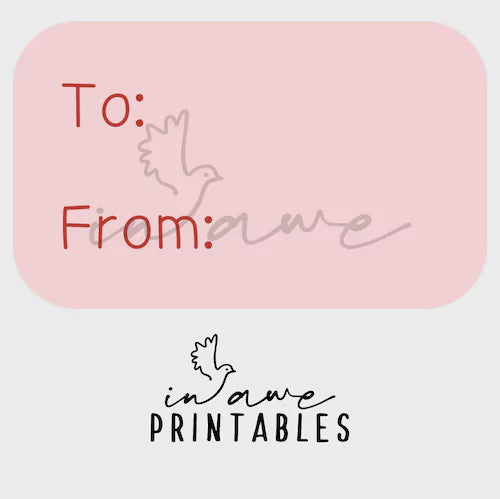 To From label for Valentine's Day craft project - png file to download.