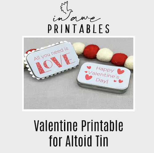Valentine's Day printable for altoid tin project.