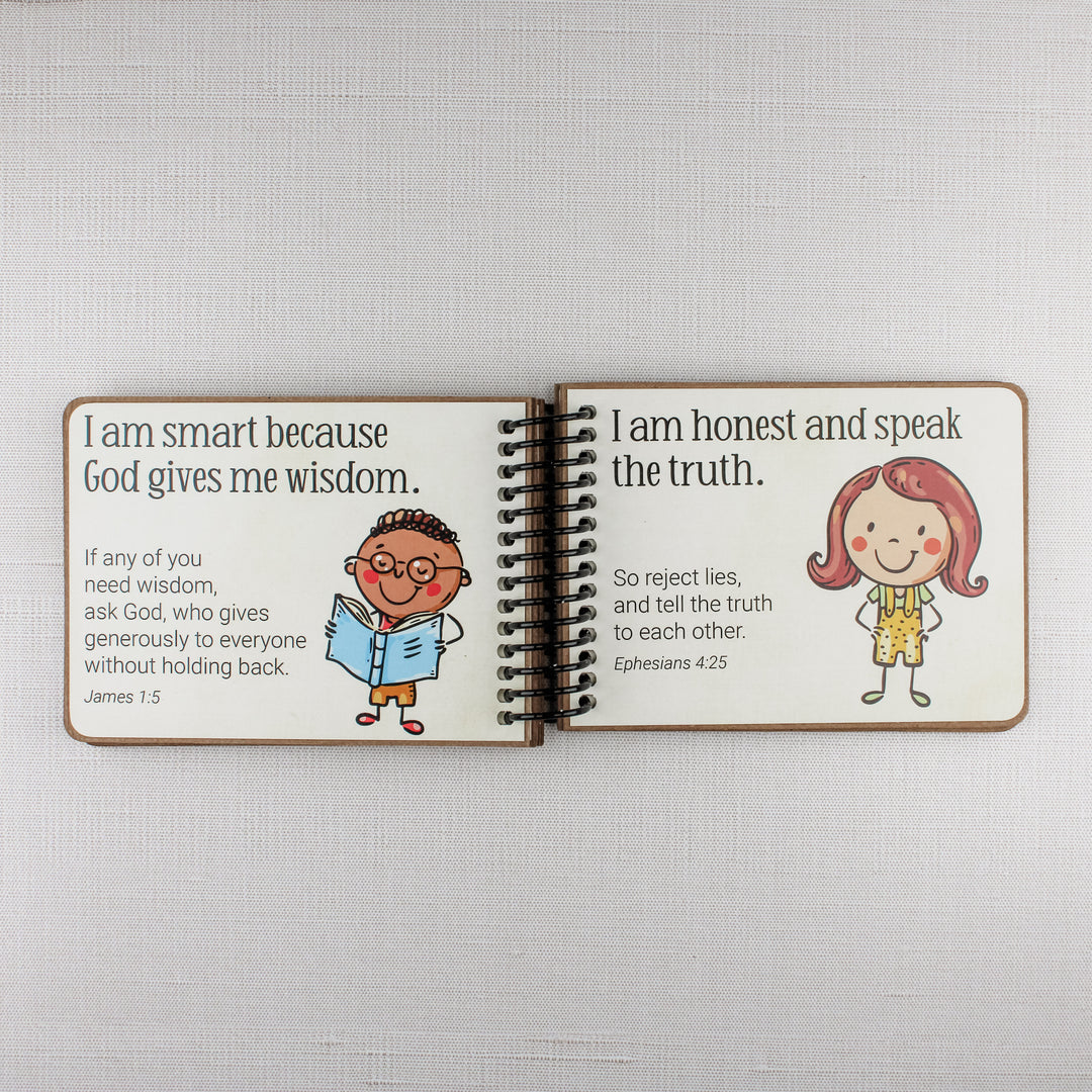 Bible affirmations for children teaching wisdom from God and the importance of honesty and telling the truth.